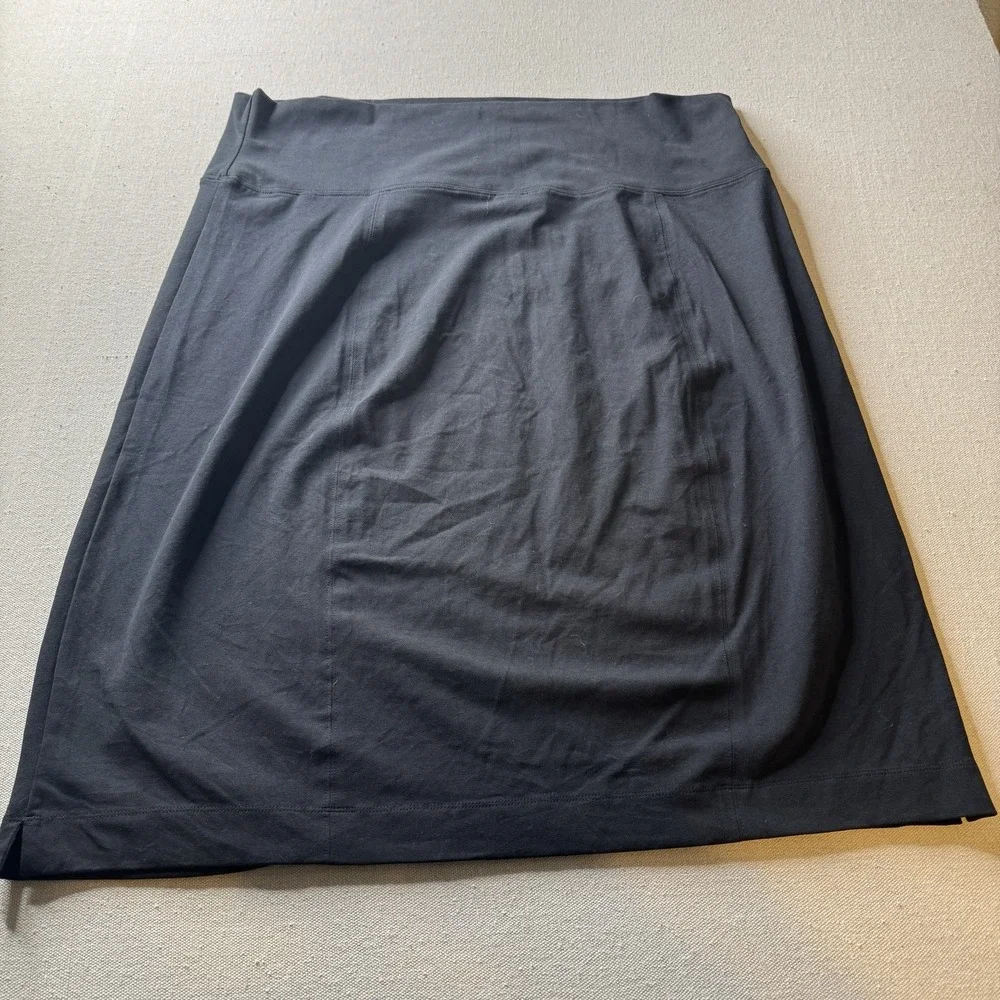 Lori Goldstein Women's Black Cotton Stretch Midi A-line Skirt Plus Size 1X - Picture 3 of 7